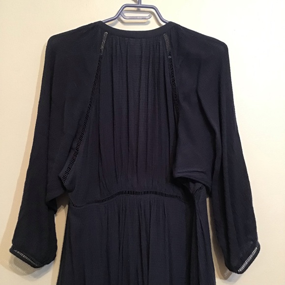 Free People Basketweave Long Sleeve MIdi Dress Blue - Picture 6 of 9